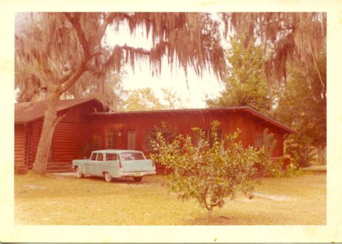 New house, log cabin with the board and batten bedroom/bath add-on. See note my father wrote describing it. Doesn't he have beautiful writing? Engineer degree.