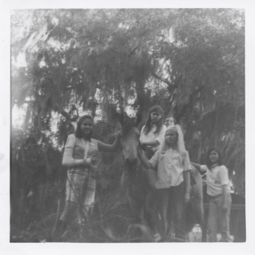  Teri with a broken arm. I’m on the left, standing next to my horse, Great Scott aka Scottie and part of the Girl Scout troop my mother was in charge of.