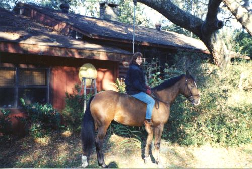 My mare, Rocki, with me on her bareback. Good level of trust shown here.