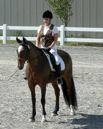 Me on Rocki, standing still in the line-up for a Dressage Equitation competition.